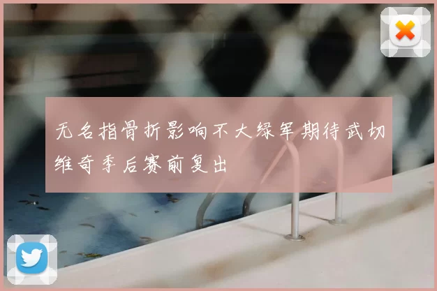 无名指骨折影响不大绿军期待武切维奇季后赛前复出